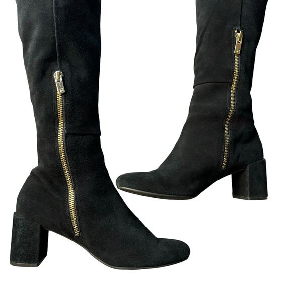 Womens Black Suede Over the Knee Boots 6.5 City Whimsigoth Party‎ Cocktail - Picture 4 of 14